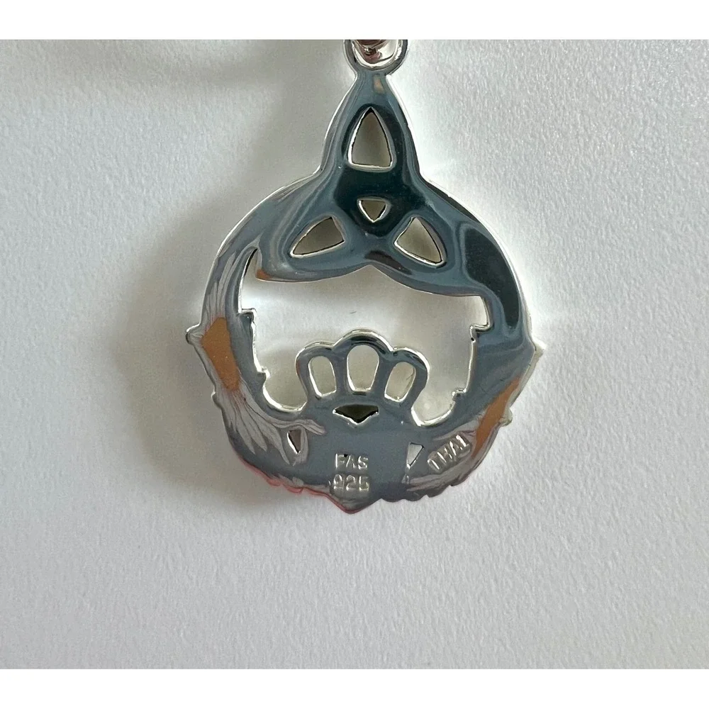 925 Marked Sterling Silver Irish‎ Claddagh Triquetra Pendant Necklace